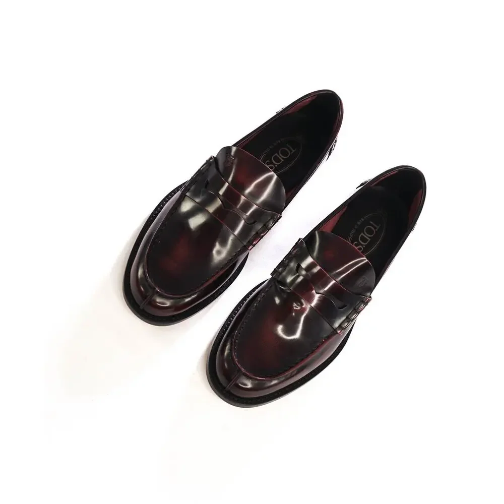$925 TOD'S - Burgundy Leather Penny Loafers - US 8 (7UK)